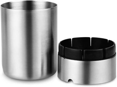 Попільничка Geoyien з нержавіючої сталі для вулиці, авто, саду, офісу – велика, срібна