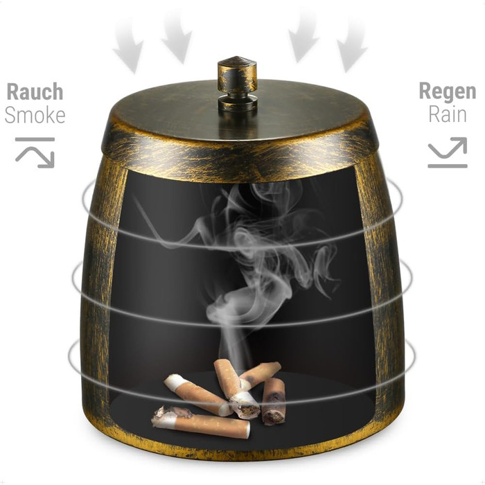 Преміум попільничка Windaschenbecher з кришкою з нержавіючої сталі, велика, захищена від вітру та дощу для вулиці та дому, попільничка на стіл, колір бронзовий