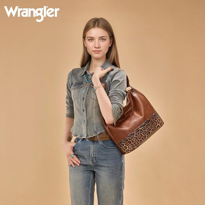 Сумка жіноча Wrangler Hobo з екошкіри, верхня ручка, крос-боді, леопардовий коричневий