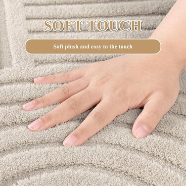 Килим для вітальні 160x230 см, великий пухнастий з коротким ворсом, миючий, сучасний, з 3D ефектом, нековзний, для їдальні, кухні, спальні, бежевий