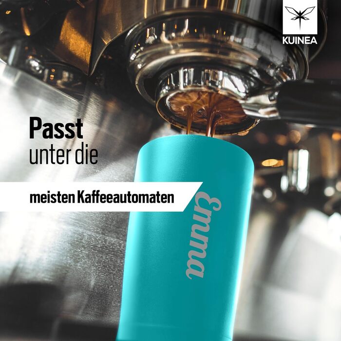 Термокружка KUINEA для кави та чаю, 350 мл, нержавіюча сталь, з щільним закриттям, зелена (турквіз), BPA-free
