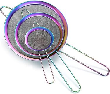 Набір сит для просіювання Fine Mesh (3 шт.), рожеве золото, нержавіюча сталь, для випічки, матча, соусів, пасти