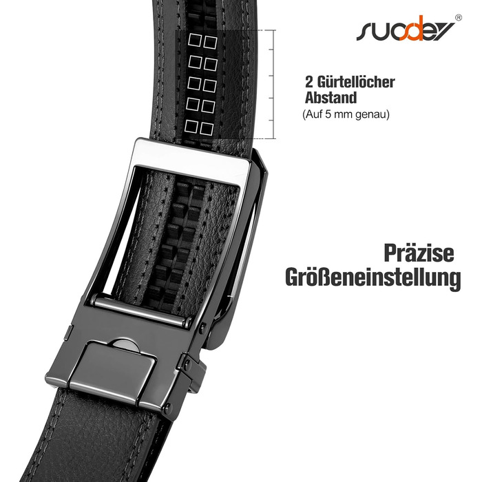 Чоловічий шкіряний ремінь SUOSDEY з автоматичною застібкою, 30 мм, 115/130 см, для штанів, джинсів, костюма
