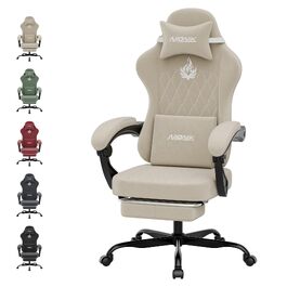 Ігрове крісло Ergonomic Gaming Chair для дітей, підлітків та дорослих, ергономічний комп'ютерний стілець з регулюванням висоти та нахилу спинки, чорно-бежеве