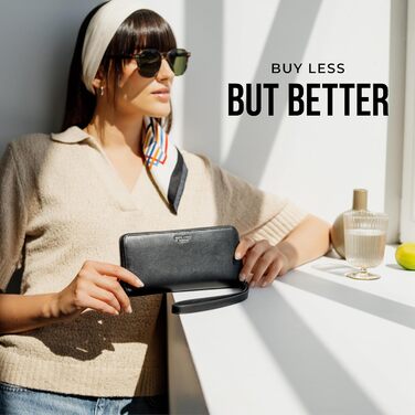 Жіночий гаманець Berliner Bags Lyon з натуральної шкіри, великий, з RFID захистом, чорний, у подарунковій коробці