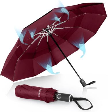 Зонт чоловічий/жіночий/дитячий Herreicher - автоматичний, штормостійкий, 102 см, 10 ребер, червоний