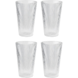 Stelton Pilastro Drinking Glasses - Ribbed Water Glasses Set - Dishwasher Safe, Stackable, for Hot & Cold Drinks - 350ml - Set of 4