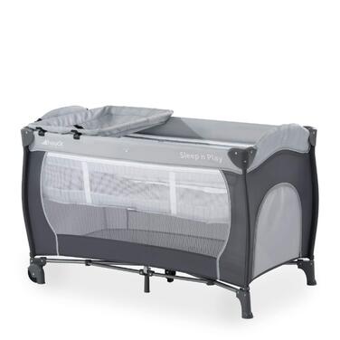 Дитяче дорожнє ліжечко Hauck Sleep N Play Center з пеленатором, підвісним дном для новонароджених, сумкою, колесами, боковим входом, компактне складання, для дітей від народження до 15 кг (Stone)