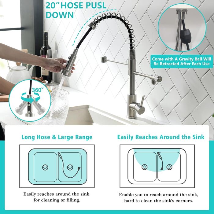 Інфрачервоний сенсорний змішувач для кухні з висувною лійкою, кухонна арматура 360° поворотна, змішувач з однією ручкою, гнучкий вивід, для мийки, золото, 3-х шляховий змішувач