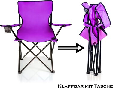 Крісло для риболовлі BigDean 2X: складане, з підстаканником та сумкою - ідеальне для кемпінгу, риболовлі та відпочинку на природі (фіолетовий)