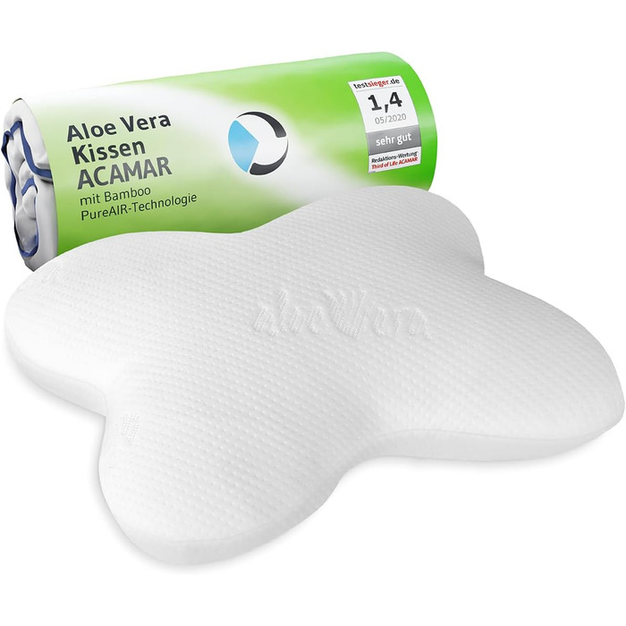 ACAMAR QuickDry Neck Pillow, Orthopedic Side Sleeper Pillow, Visco Head Pillow made of Memory Foam, Quick-Drying & Thermoregulating Cover, Cervical Spine Support Pillow & Anti-Snoring Pillow, Anthracite Thermic QuickDry Cover