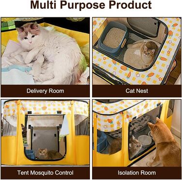 Клітка-манеж для цуценят та домашніх тварин, 70x55x40 см, жовта. Підходить для собак, кроликів, котів та морських свинок.