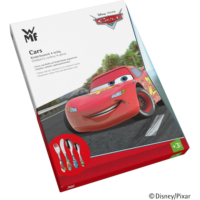 Набір дитячого посуду Disney Cars 2 від WMF: нержавіюча сталь, 4 предмети, від 3 років, Cromargan, придатний для миття в посудомийній машині