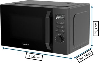 Мікрохвильова піч Daewoo MD-FC206SB 20L, 700W, чорний колір Solo