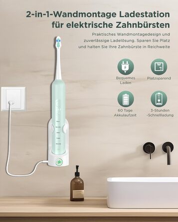 Електрична зубна щітка Sonic для дорослих і дітей, 5 режимів чищення, 8 насадок, кейс для подорожей