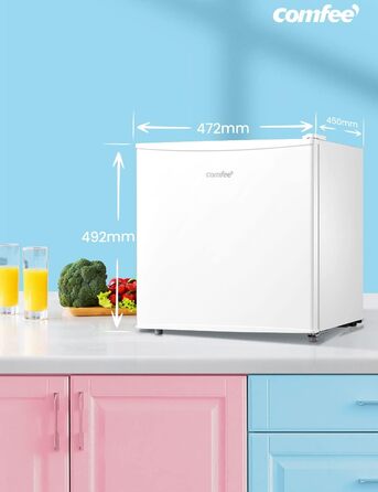Міні-холодильник Comfee RCD50WH2(E) 43L з відділенням для льоду, білий. Холодильник для кімнати та офісу, швидке охолодження, регулювання температури, енергоклас E.