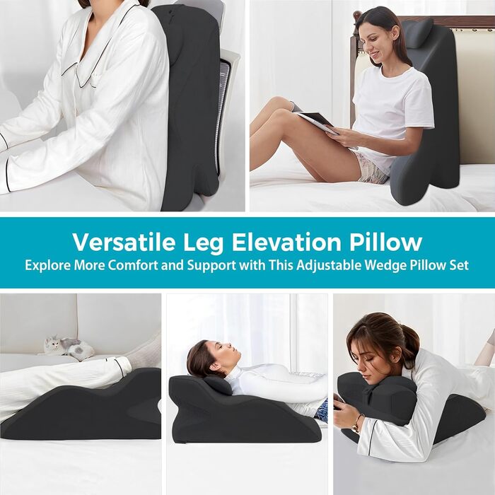 Лежак для ліжка та дивану, подушка-клинок, подушка для спини з ефектом пам'яті, ергономічна подушка для підтримки спини, шиї та ніг, для відпочинку, ігор, читання або перегляду телевізора