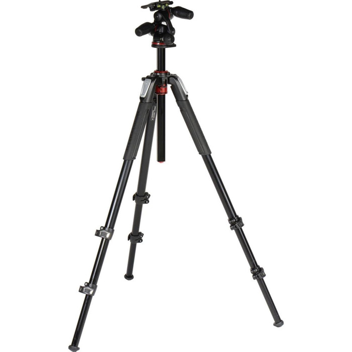 Штатив Manfrotto 055XPRO3 з триноголовою – професійний штатив з алюмінію, 3 секції, для DSLR та аксесуарів