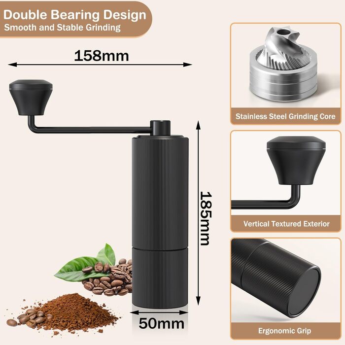 Ручна кавомолка з конічним жорном, 25 г, для Aeropress, French Press, Drip, Еспресо