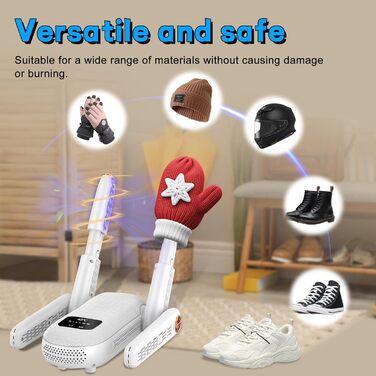 Електричний сушильник для взуття з подвійним кріпленням, для взуття, чобіт, ніг та рукавичок, з таймером, гаряче повітря, UV-світло, активоване вугілля, потрійна антибактеріальна обробка