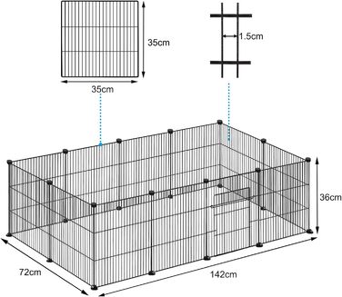 Клітка-вольєр для кроликів та інших дрібних тварин Froadp 142x72x36cm (12 частин)