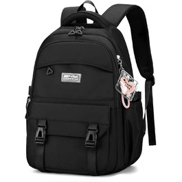 Шкільний рюкзак JANSBEN для дівчаток та хлопчиків, чорний, з кількома відділеннями, для школи та подорожей, зручний, для дітей 10 років, підлітків, 5 класу