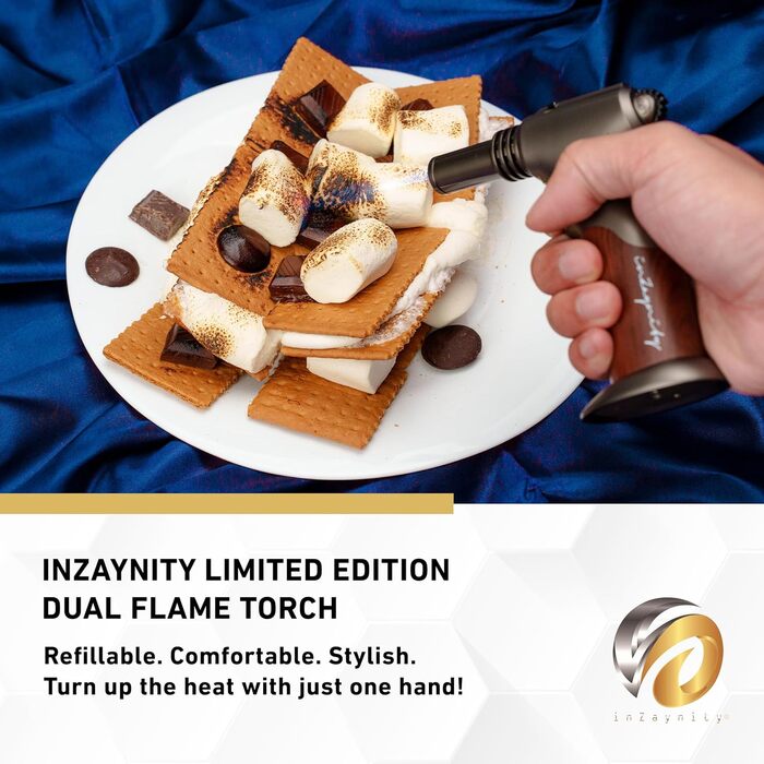 Потужний пальник Бунзена на бутані, регульований, 2-в-1 з бездротовим вимикачем для випічки, приготування їжі, барбекю та крем-брюле (сталевий коричневий)