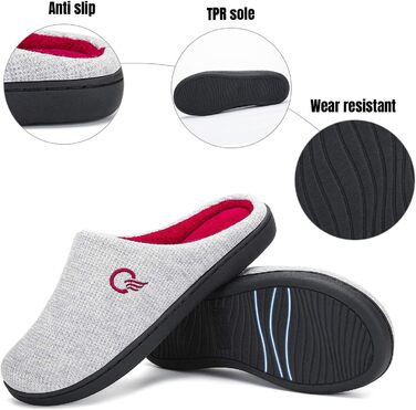 Тапочки додому Mishansha з піною Memory Foam для чоловіків та жінок, сірі, розмір 36-47