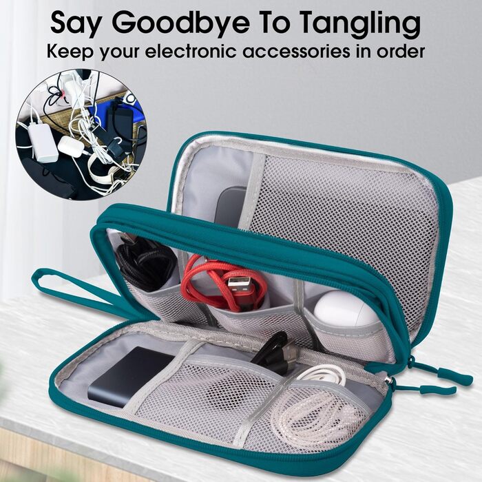 Органайзер для аксесуарів Arae Eektronik: кейс для кабелів, SD-карт та USB. Зелений