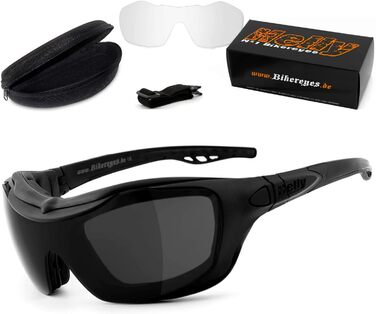 Мотоокуляри HELLY No.1 Bikereyes Bandit 2 – багатофункціональні, протитуманні, вітрозахисні, змінні лінзи HLT безпечне скло