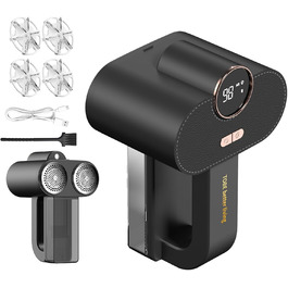 Електричний видальник ворсу для одягу та меблів - 6 лез, 3 режими, LED-дисплей, акумуляторний, чорний