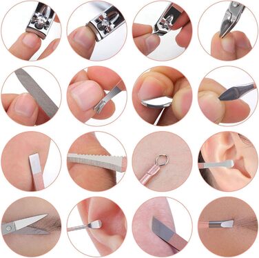 Набір для манікюру та педикюру 16 в 1: професійний набір для манікюру та педикюру з нігтьовими кусачками та ножицями, рожевий