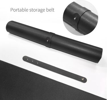 Килимок для миші RENMTURE двосторонній: Корк + PU-шкіра, 90x43 см, для офісу та дому, водостійкий, антиковзкий, чорний