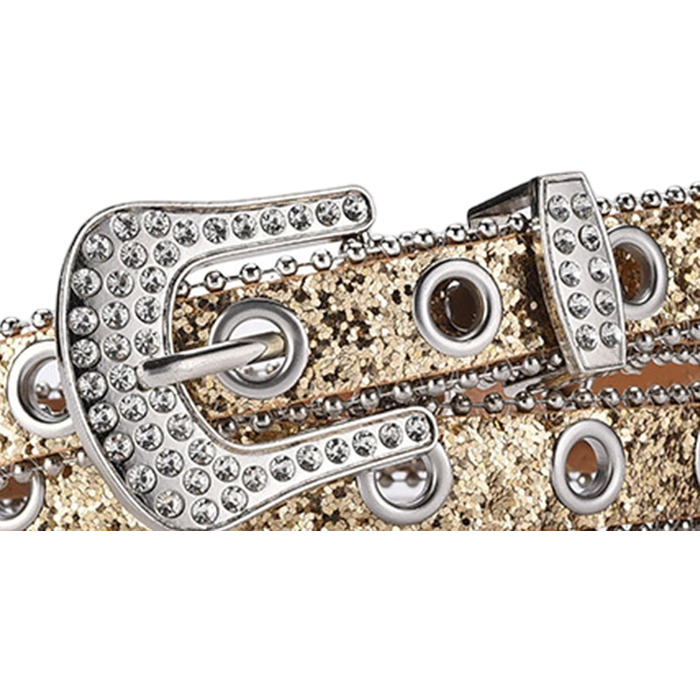 Жіночий пояс Fenteer з стразами, джинсовий, з пряжками, шкіряний, 3,5 см (Золотий, 2,4 см)