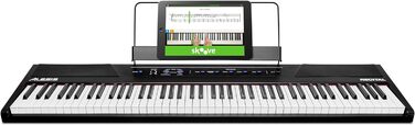 Alesis Recital - Електронне піаніно 88 клавіш для початківців з напівзваженими клавішами, динаміками, 5 преміум-звуками, виходом для навушників та підпискою на уроки гри на піаніно, чорного кольору