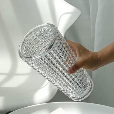 Ваза скляна 23см Kristallglas, циліндрична, прозора для квітів та декору, велика, для дому, подарунок