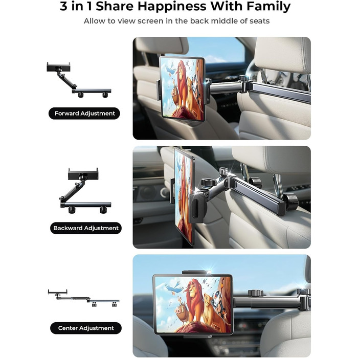 Утримувач для iPad/Samsung, універсальний автотримач для планшетів, органайзер в авто, чорний