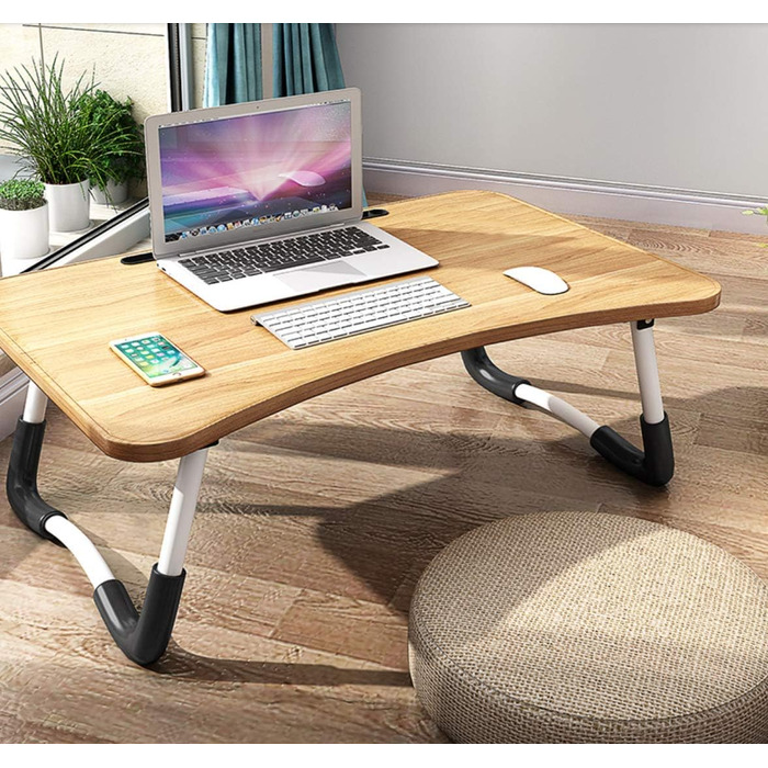 Регульований столик для ноутбука в ліжко, підставка для ноутбука та планшета, складаний столик для ліжка та дивану (60 x 40 см), золотий