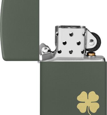 Запальничка Zippo Зелена, Чотирилистник, Матова, Кишенькова