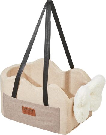 Автокрісло для собак VEVOR, підняття для собак в авто з кишенькою для зберігання, безпечний автотранспорт для домашніх тварин з поворотком, губчаста наповнювач, автоліжко для собак середніх та великих порід до 25 кг (Світло-коричневий, Extra Small)