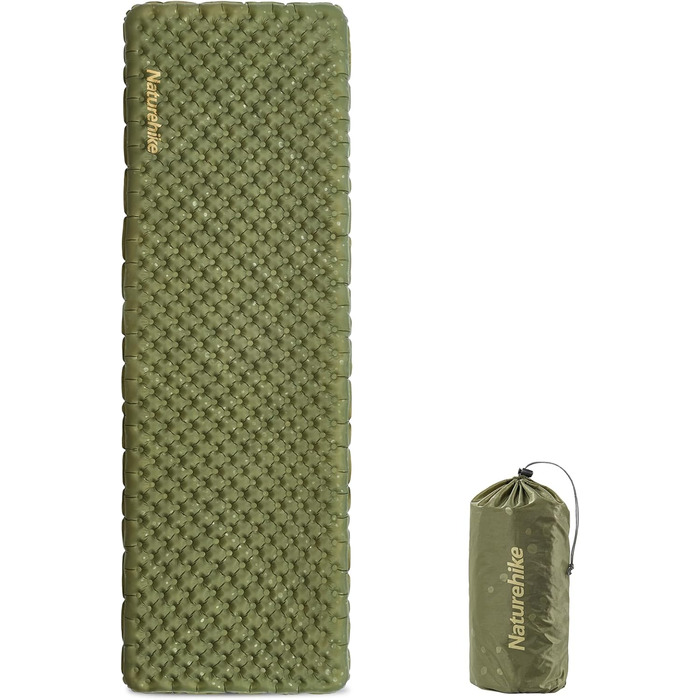 Naturehike килимок для кемпінгу Thermal 3.5R - ультралегкий, 4-сезонний (-6℃), самонадувний з надувною сумкою, високий R-значення, для зими, військовий зелений, прямокутний, XL
