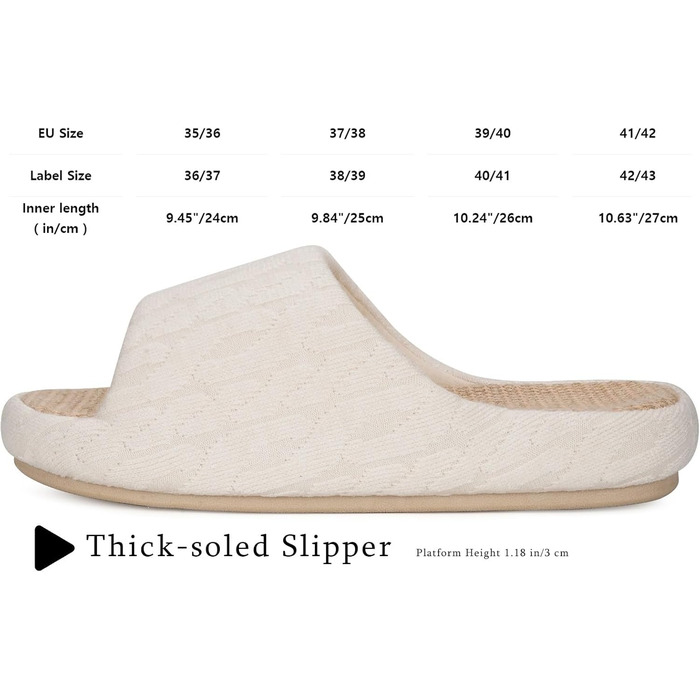 Тапочки жіночі Eagsouni з льону, зручні, антиковзні, з піною пам'яті, для дому, теплі, 37/38 EU, бежеві