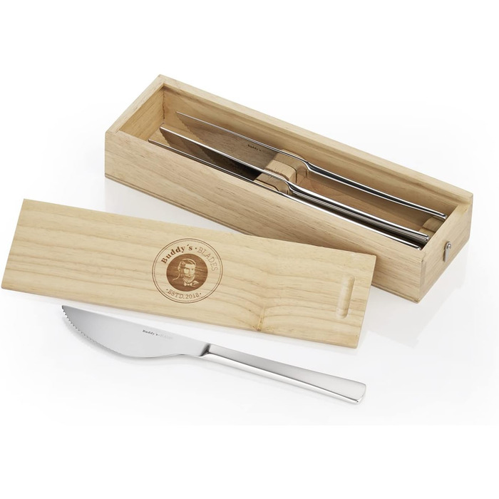 Buddy's Blades - Pizza Cutter Set, 4-Piece Set, Pizza Knife Set, Knife Set, Wavy Edge, Gift Box, Blade Length 11 cm, 23 cm Length, Stainless Steel