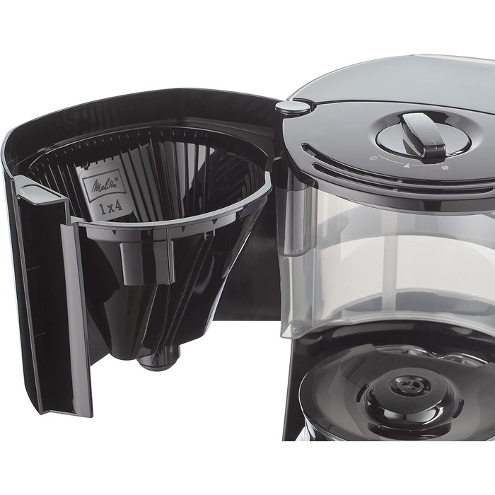 Кавомашина Melitta Enjoy Top з таймером, 10 чашок, чорний колір, скляна колба, функція Tropfstopp
