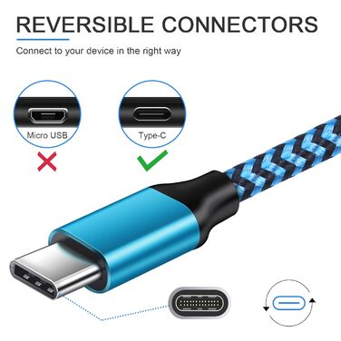 Кабель USB Type-C 3 шт. (3M+2M+1M) для Samsung, Huawei, Xiaomi: швидка зарядка, передача даних