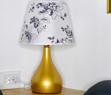 Сенсорна настільна нічна лампа з абажуром, LED, золотиста