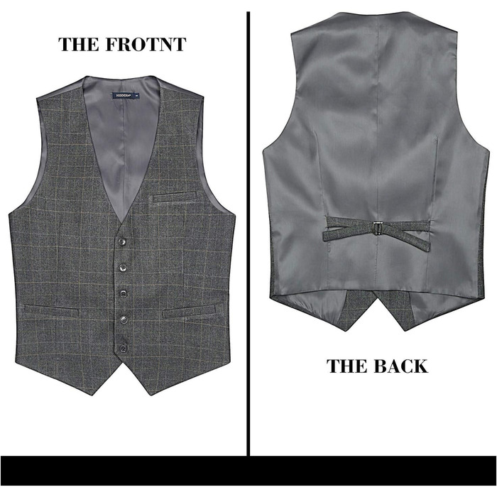 Жилет для чоловіків HISDERN з візерунком у клітинку, для весілля та офіційних заходів, бавовна, світло-сірий, 3XL