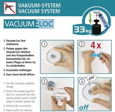 WENKO Vacuum-Loc Wand Maxiablage Milazzo, Bathroom Shelf in Wire Basket Design, Mounting without Drilling, Chrome-plated Metal, 51 x 8 x 15 cm