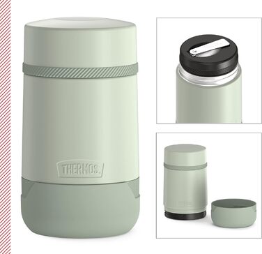 GUARDIAN FOOD JAR 0.50 l, matcha green. Food container for 500 ml, green, stainless steel, with spoon, bonus bowl for muesli, toppings, absolutely leak-proof, leak-proof 500 ml with spoon Matcha Green Mat.