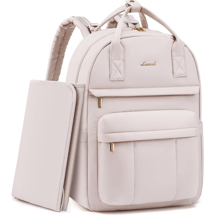 LOVEVOOK Рюкзак-переноска для мами та тата, рюкзак для підгузників з пеленальною підкладкою, сумісний з візком, великий, для подорожей, бежевий